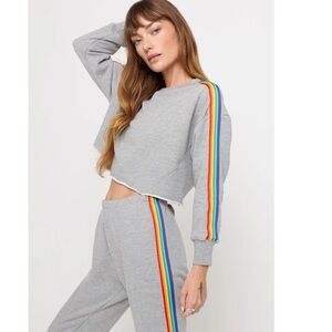 NWT Spritual Gangster rainbow stripe jogger set